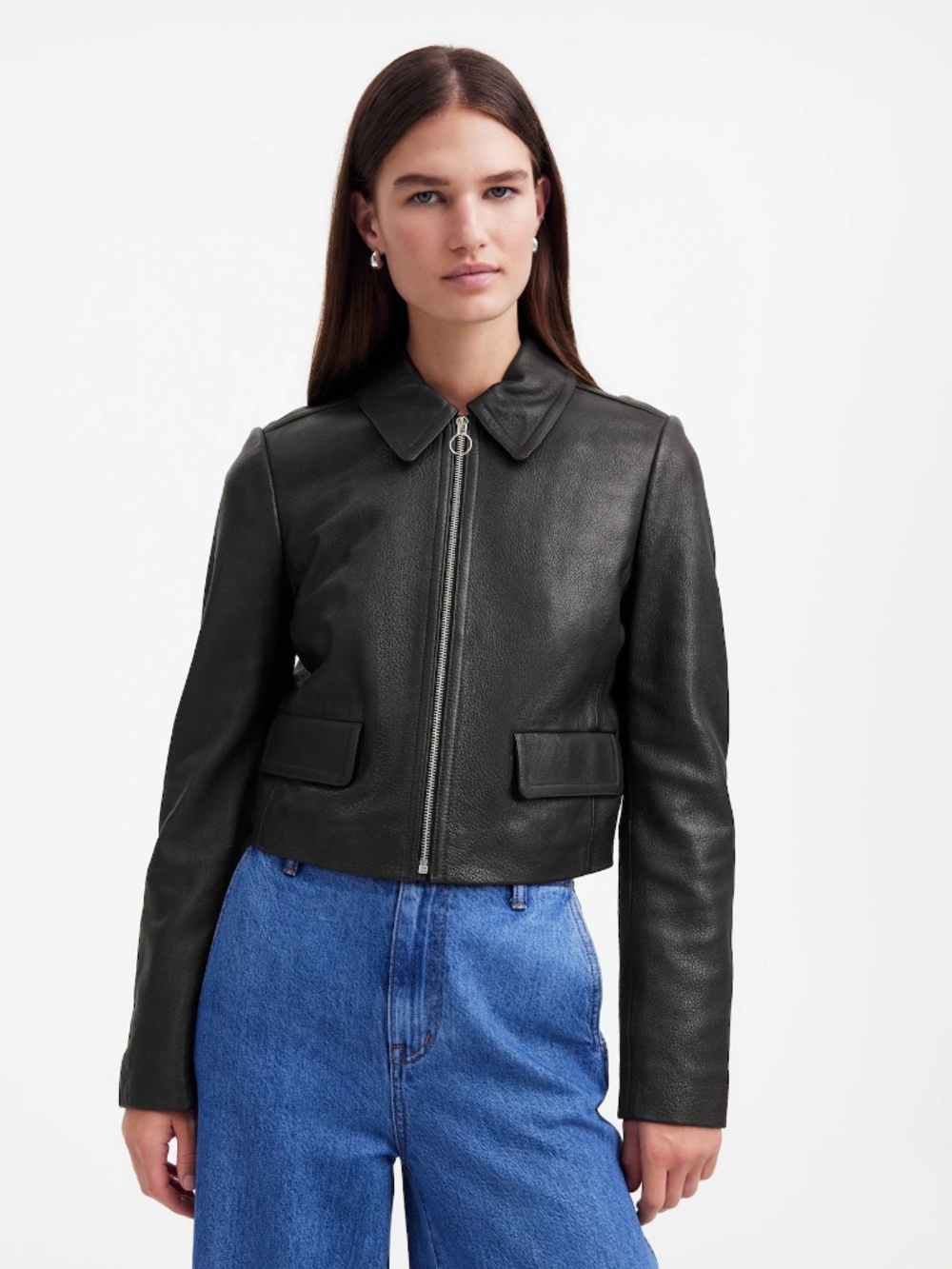 Madewell Shrunken Zip-Front Leather Jacket